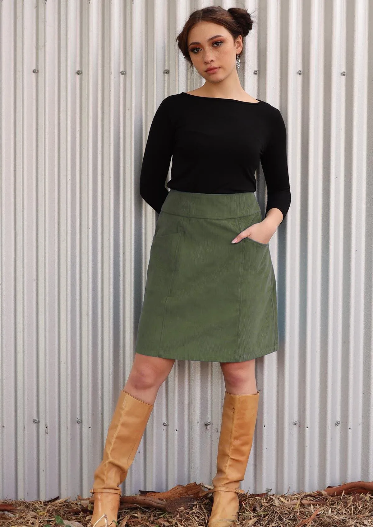Karma East Aalia Cord Skirt Clover