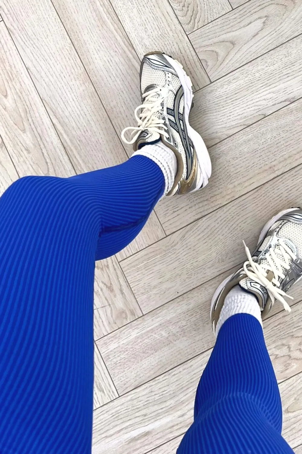 Katy royal blue ribbed high waist leggings