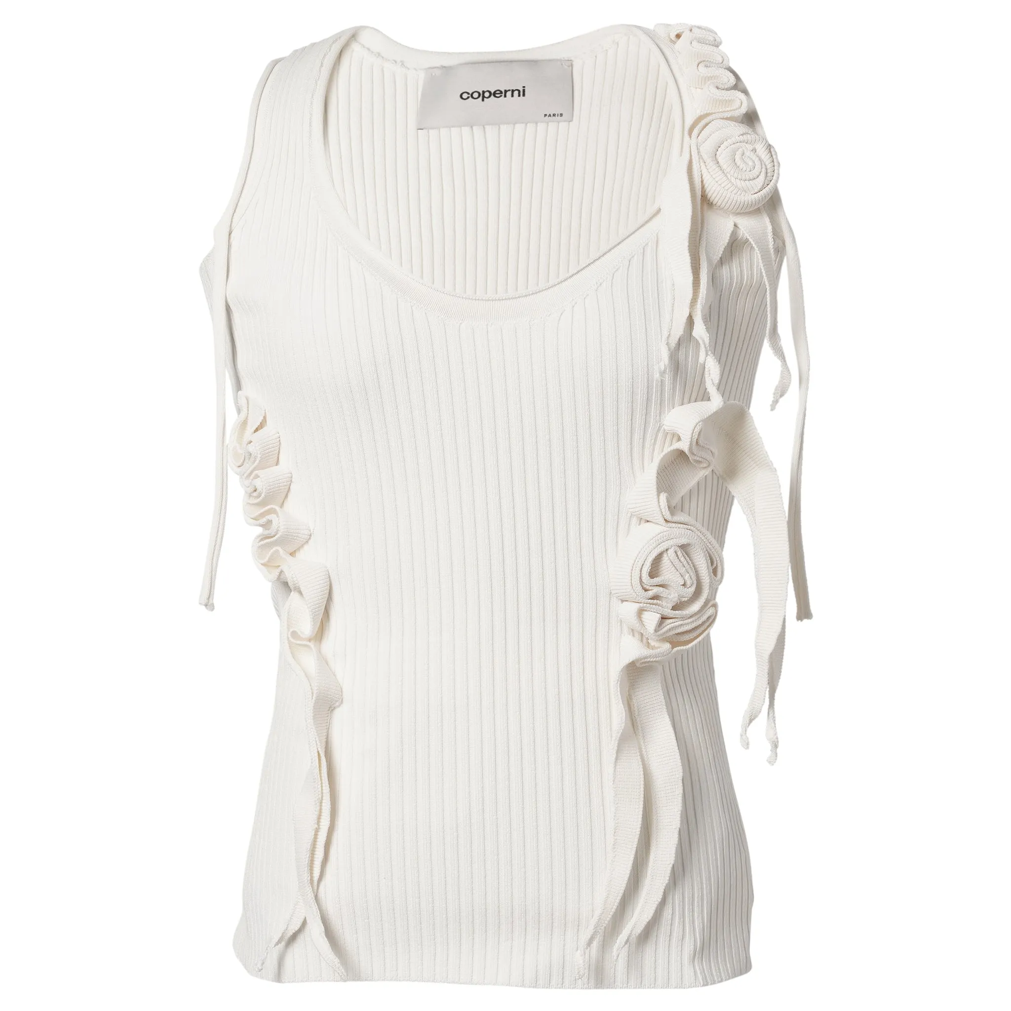 KNITTED RIBBON TANK TOP / WHITE