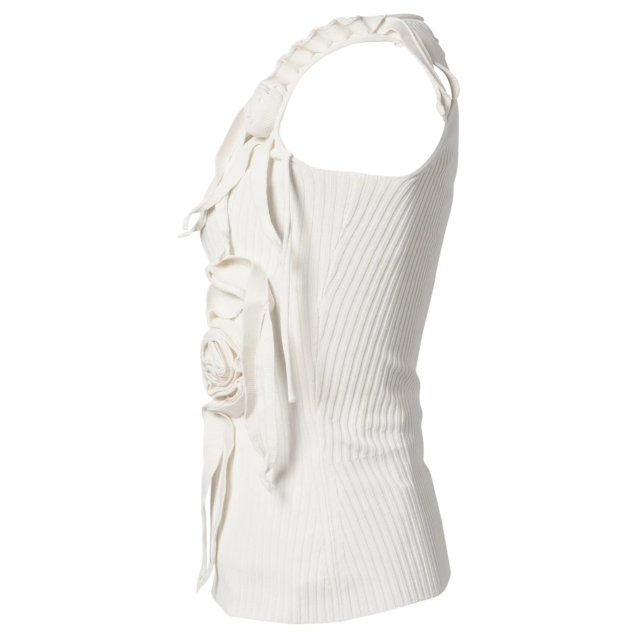 KNITTED RIBBON TANK TOP / WHITE