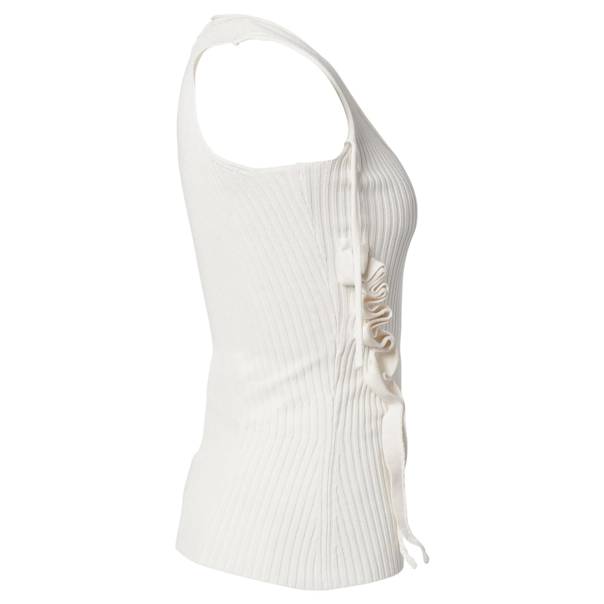 KNITTED RIBBON TANK TOP / WHITE