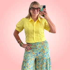 Lace Trim Button Top