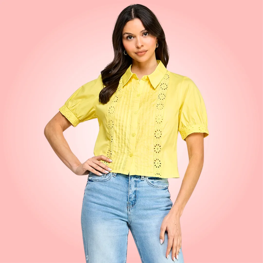 Lace Trim Button Top
