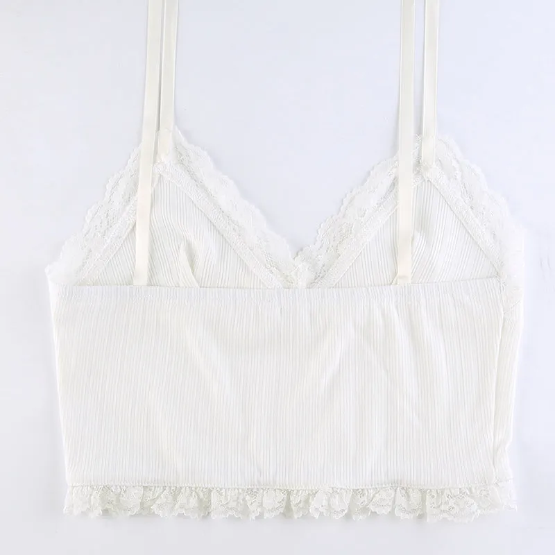 Lace Trim Cute Bow Crop Top