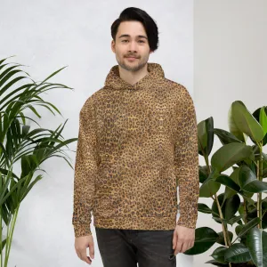 Leopard Print Men's Hoodie, Unisex Cotton Premium Designer Soft Sweatshirt-Made in EU