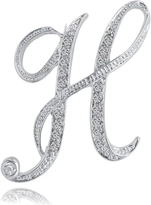 Letter Brooch A-Z 26 Personalized Design Letters Initial Pins Clear Crystal Rhinestone Breastpin