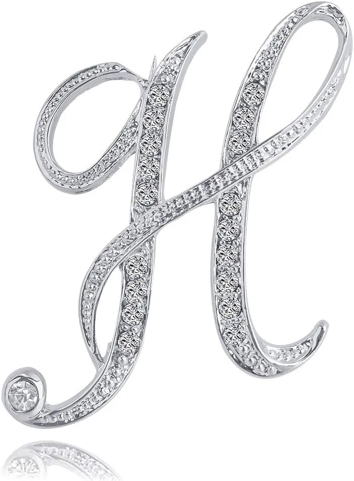 Letter Brooch A-Z 26 Personalized Design Letters Initial Pins Clear Crystal Rhinestone Breastpin