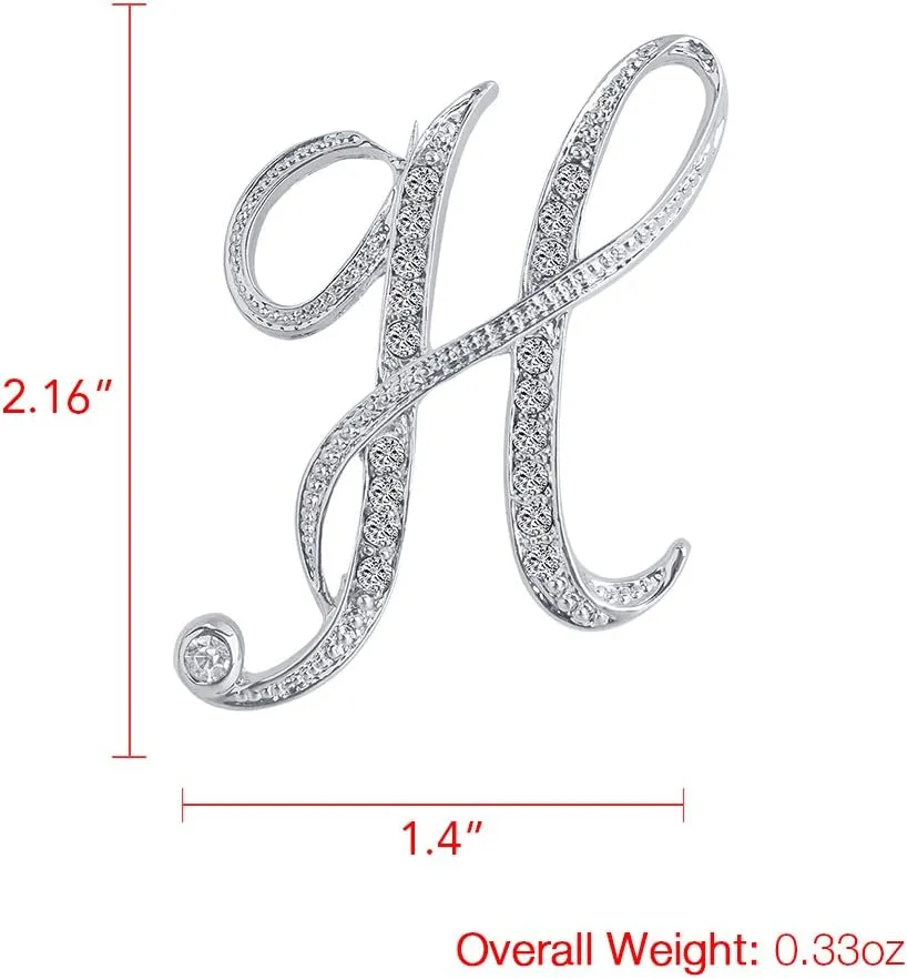 Letter Brooch A-Z 26 Personalized Design Letters Initial Pins Clear Crystal Rhinestone Breastpin