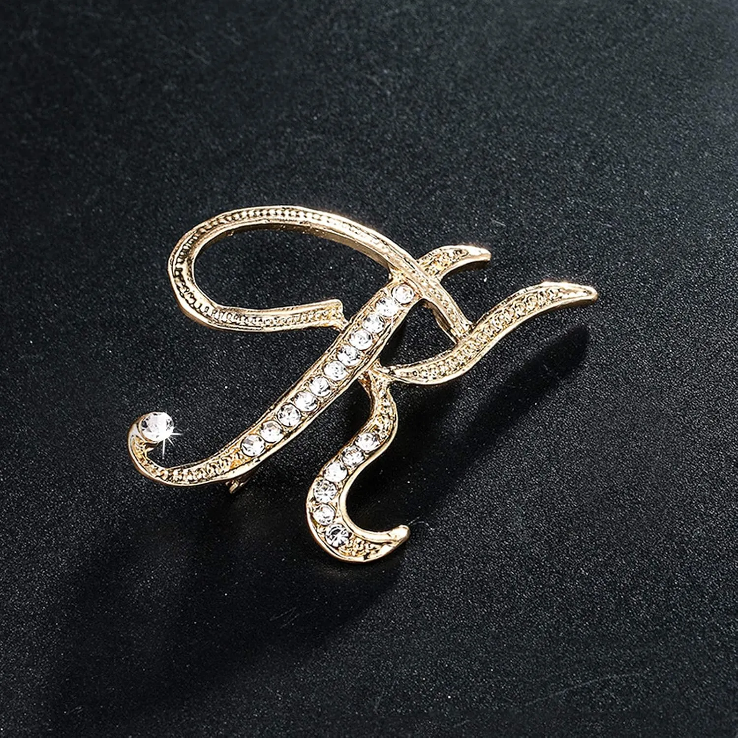 Letter Brooch Pins Initial Rhinestone Brooch for Women Crafts Gold A-Z