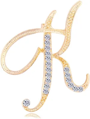 Letter Brooch Pins Initial Rhinestone Brooch for Women Crafts Gold A-Z