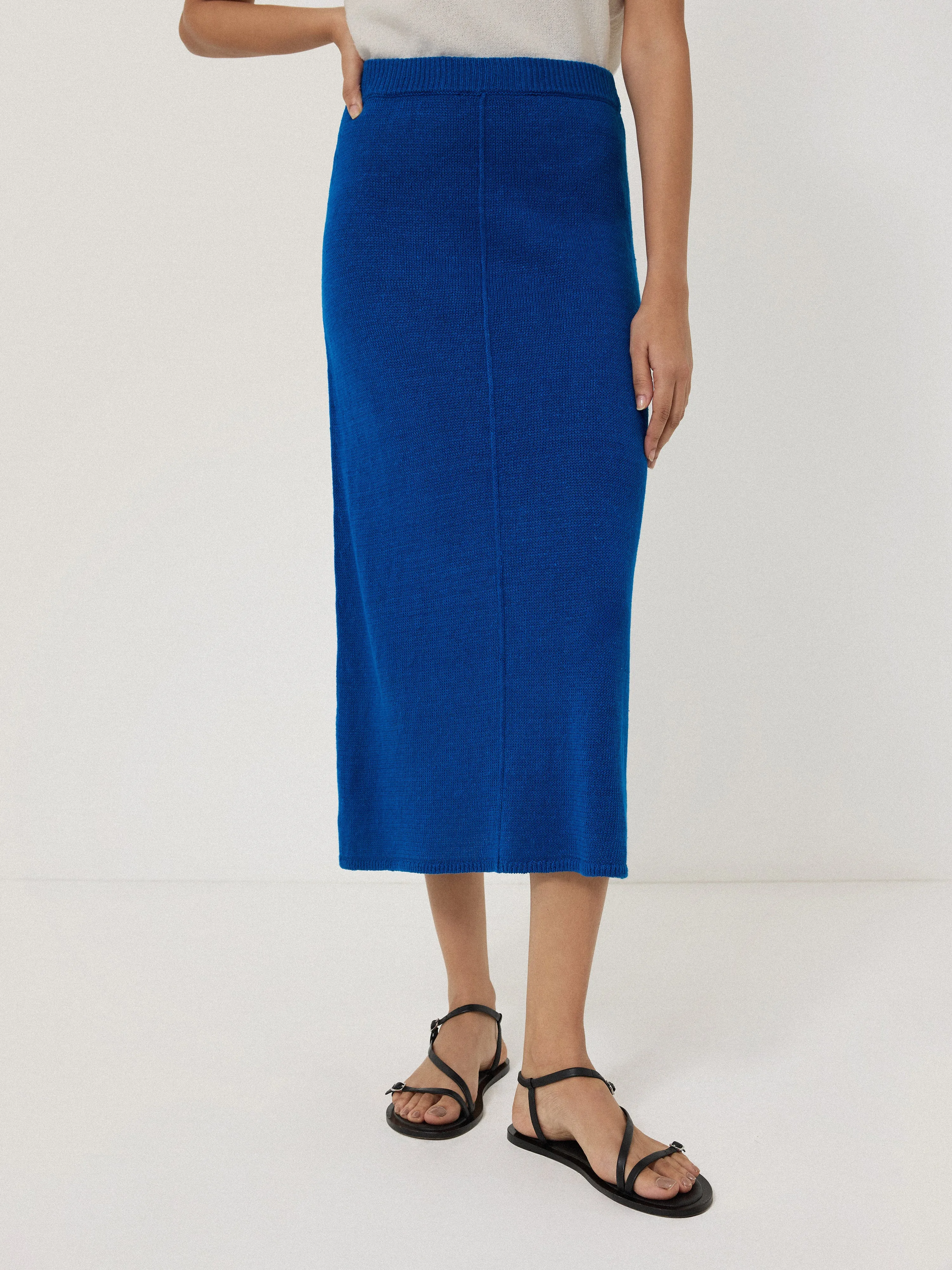 Linen Knitted Skirt | Blue