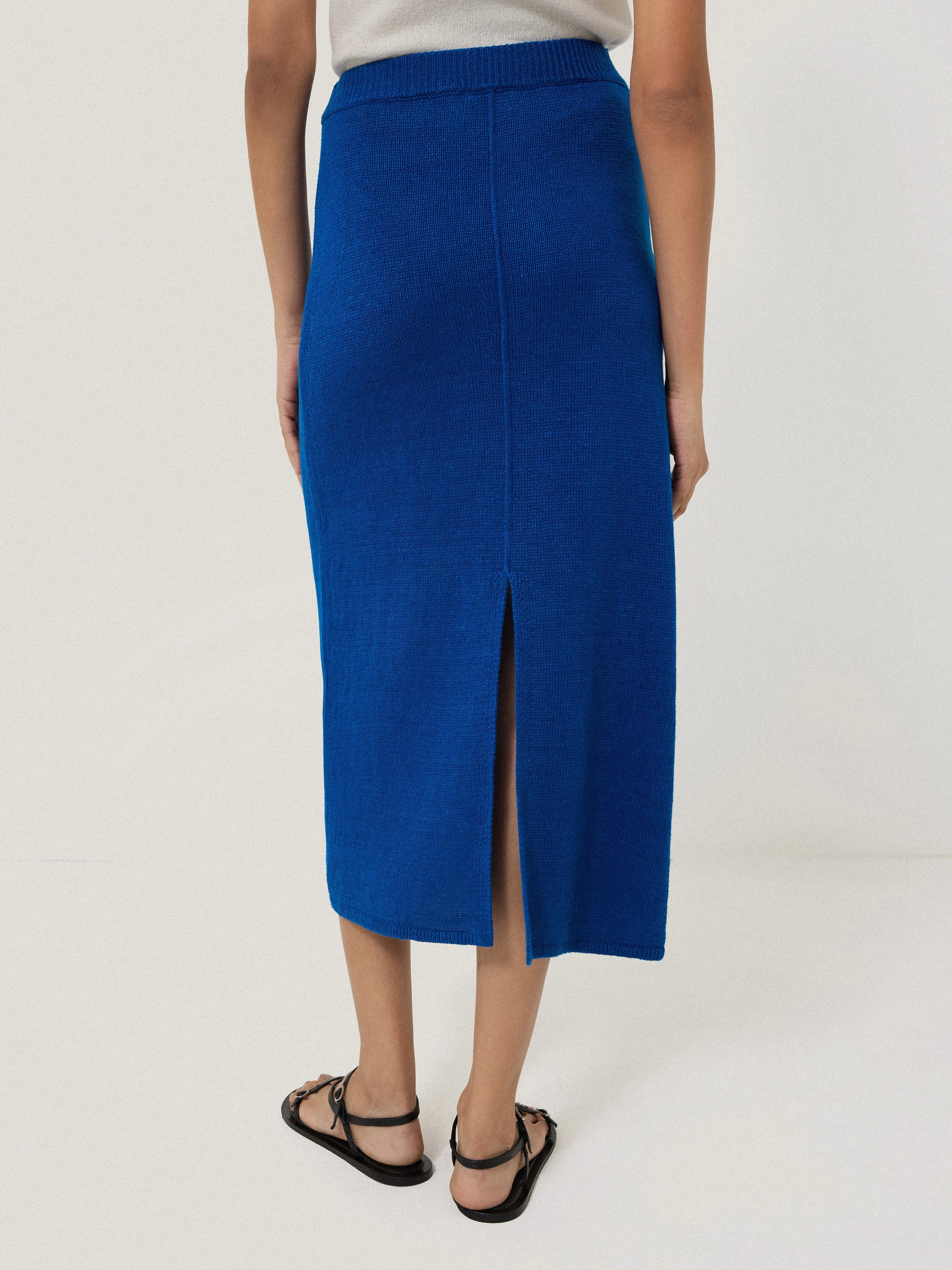 Linen Knitted Skirt | Blue