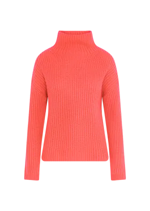 LONA Turtleneck Sweater in Bright Coral