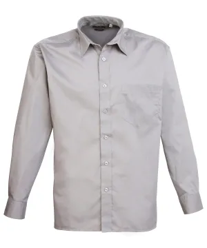 Long sleeve poplin shirt | Silver*