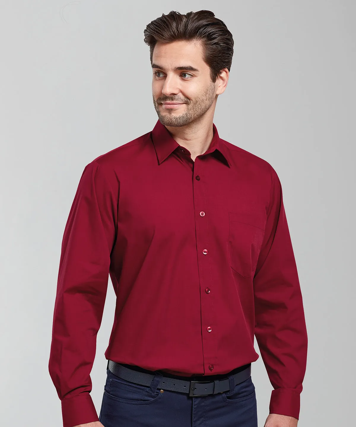 Long sleeve poplin shirt | Silver*