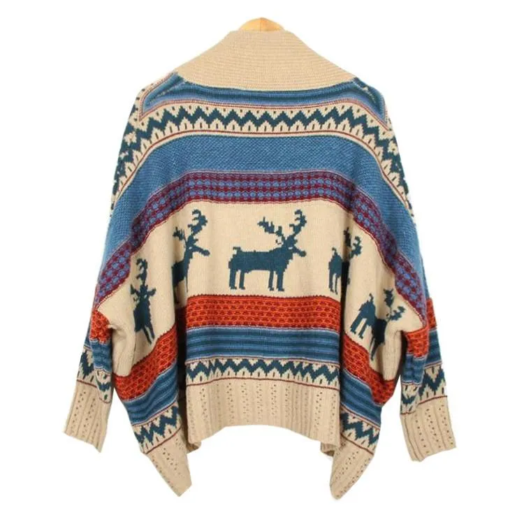 Loose Batwing Sleeves Irregular V-neck Cardigan