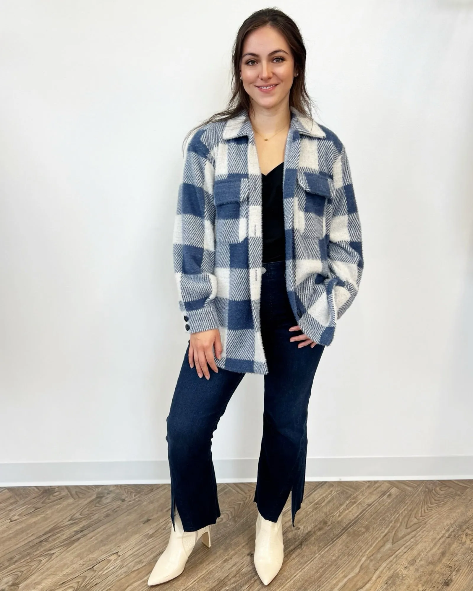 Maiko Plaid Knit Trucker Jacket