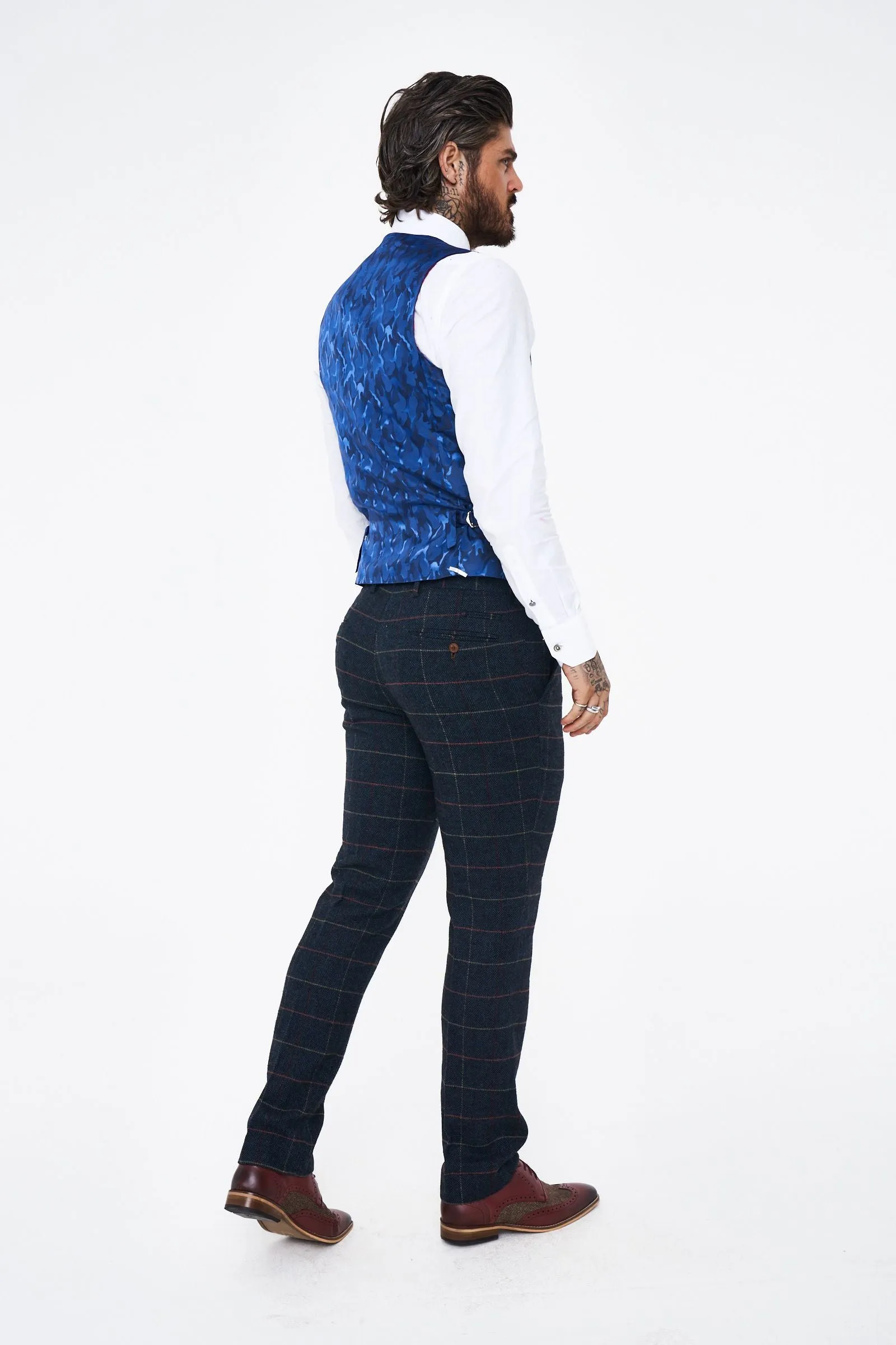 Marc Darcy Eton navy tweed waistcoat