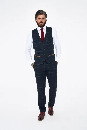 Marc Darcy Eton navy tweed waistcoat