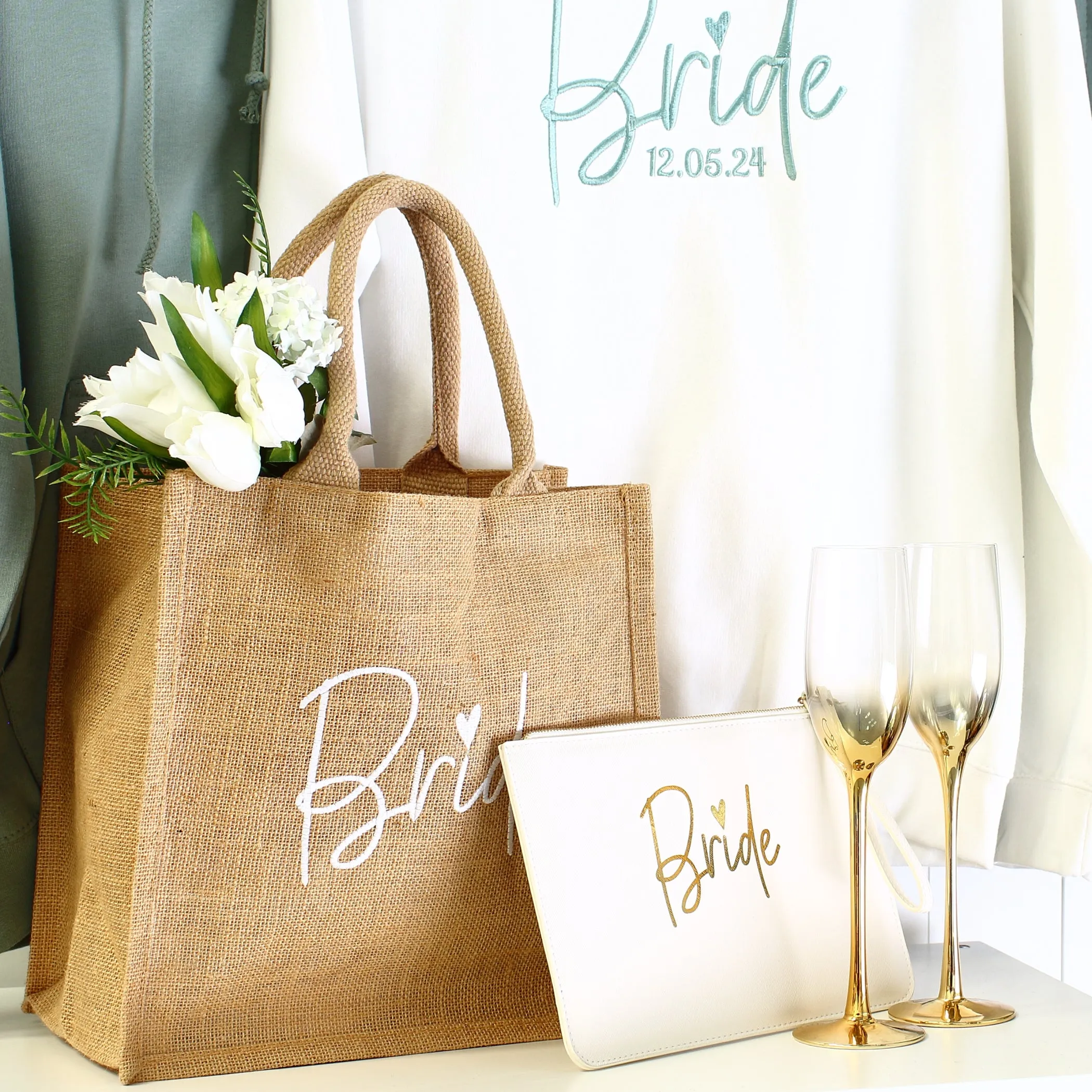 Matching Bride Tote & Clutch Bag