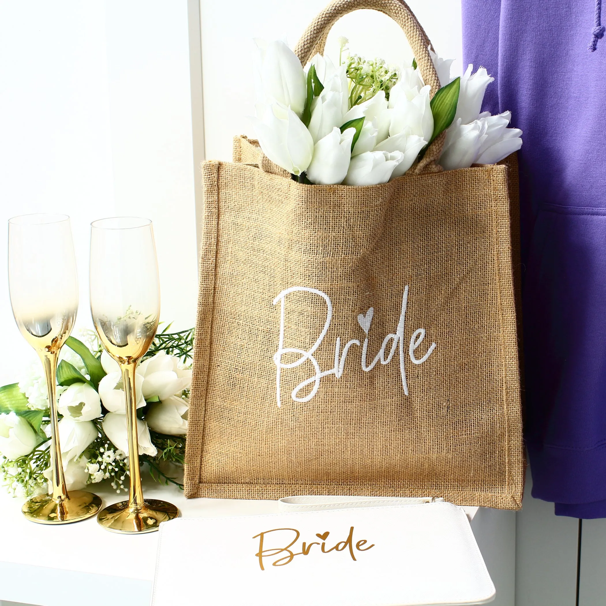 Matching Bride Tote & Clutch Bag