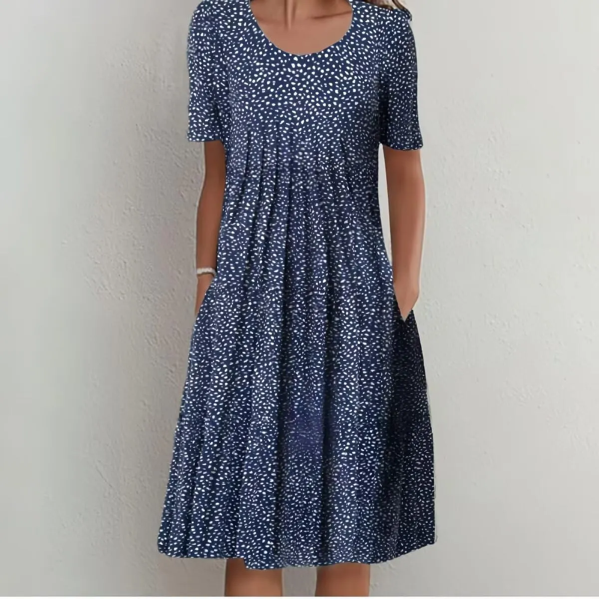 Mid Length Dress for Women Crewneck Floral Sun Dress 2025 Vintage Dresses Loose Fit Trendy Boho Dresses