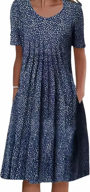 Mid Length Dress for Women Crewneck Floral Sun Dress 2025 Vintage Dresses Loose Fit Trendy Boho Dresses