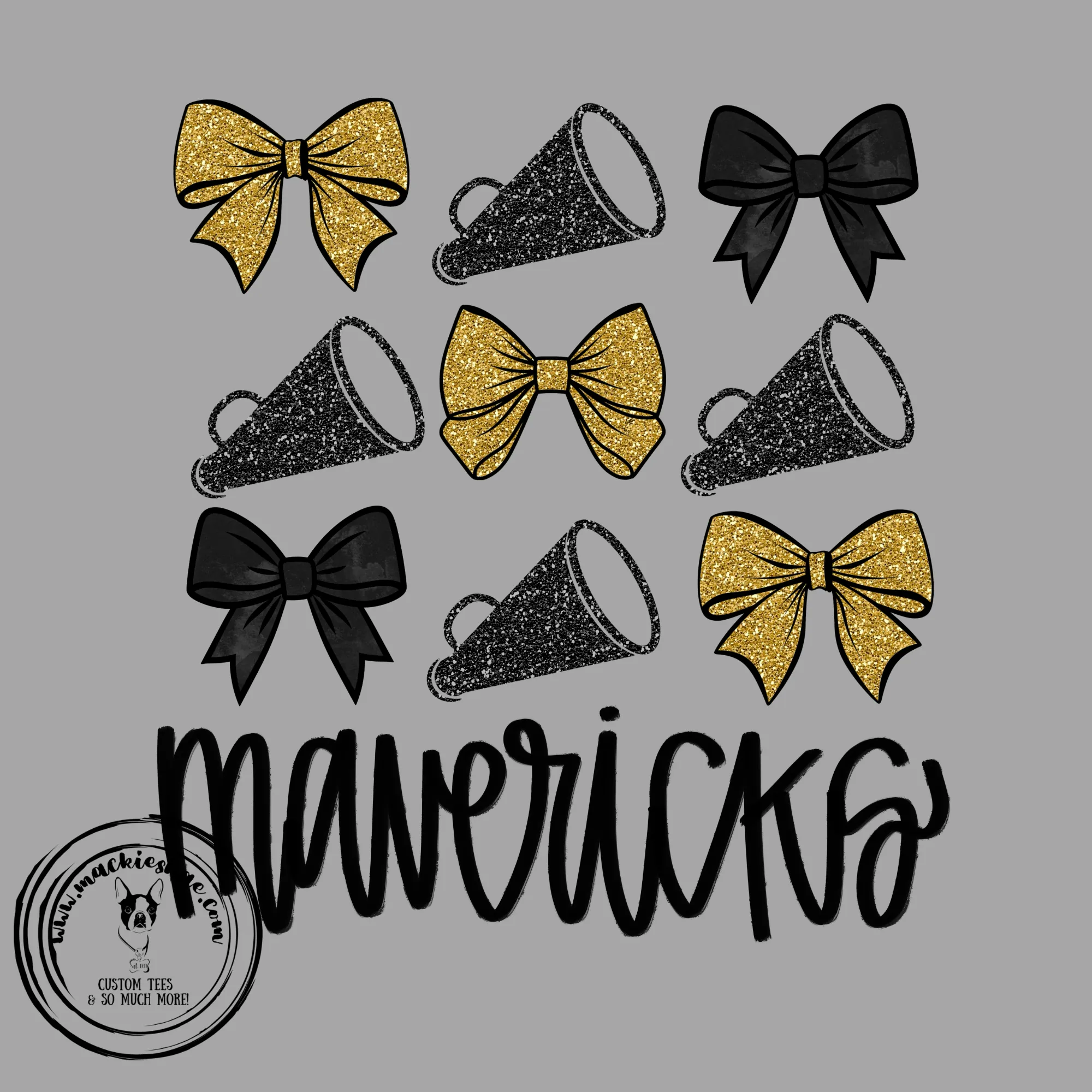 MSHS Cheer- Mavericks Cheer Bow & Megaphones Grey Gear