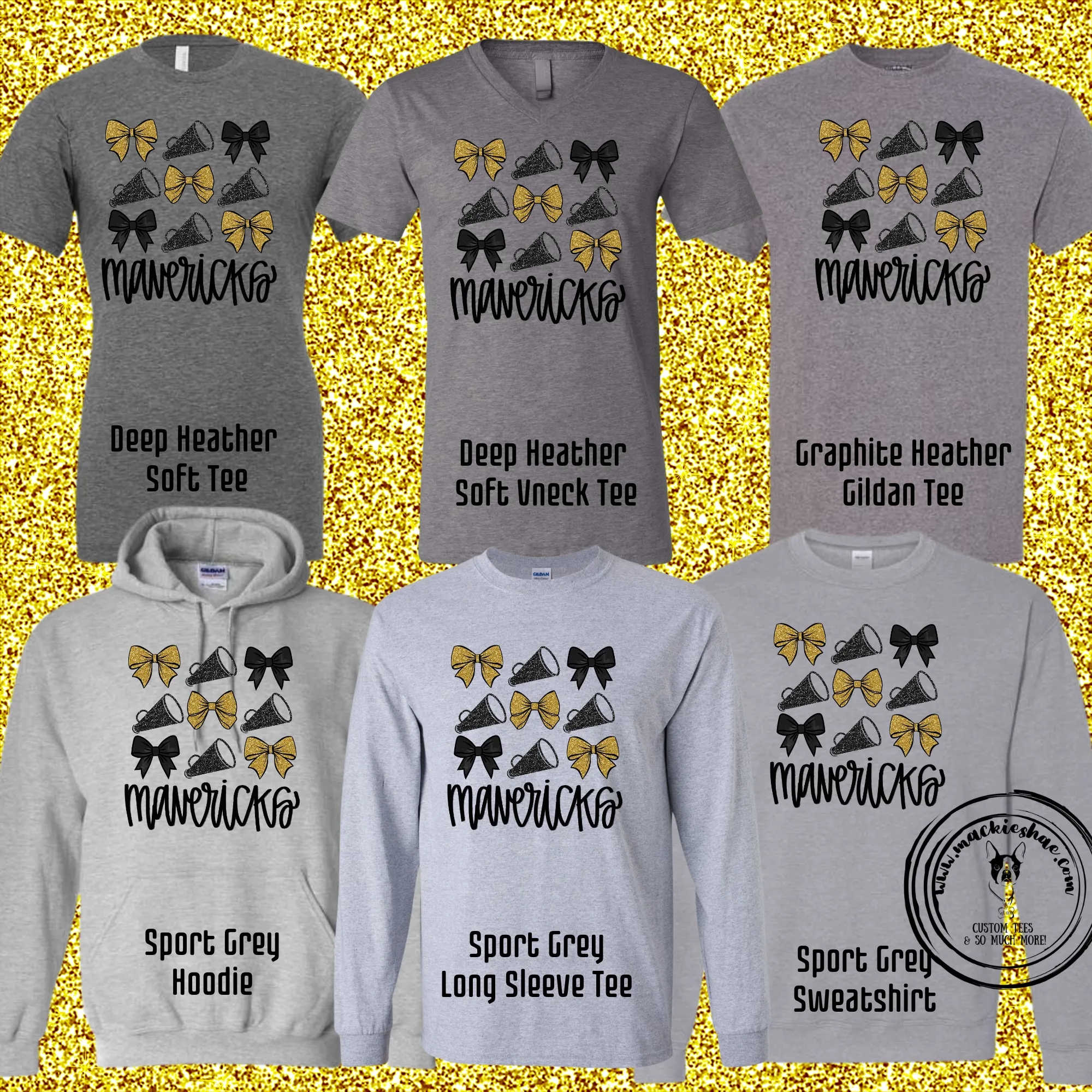 MSHS Cheer- Mavericks Cheer Bow & Megaphones Grey Gear