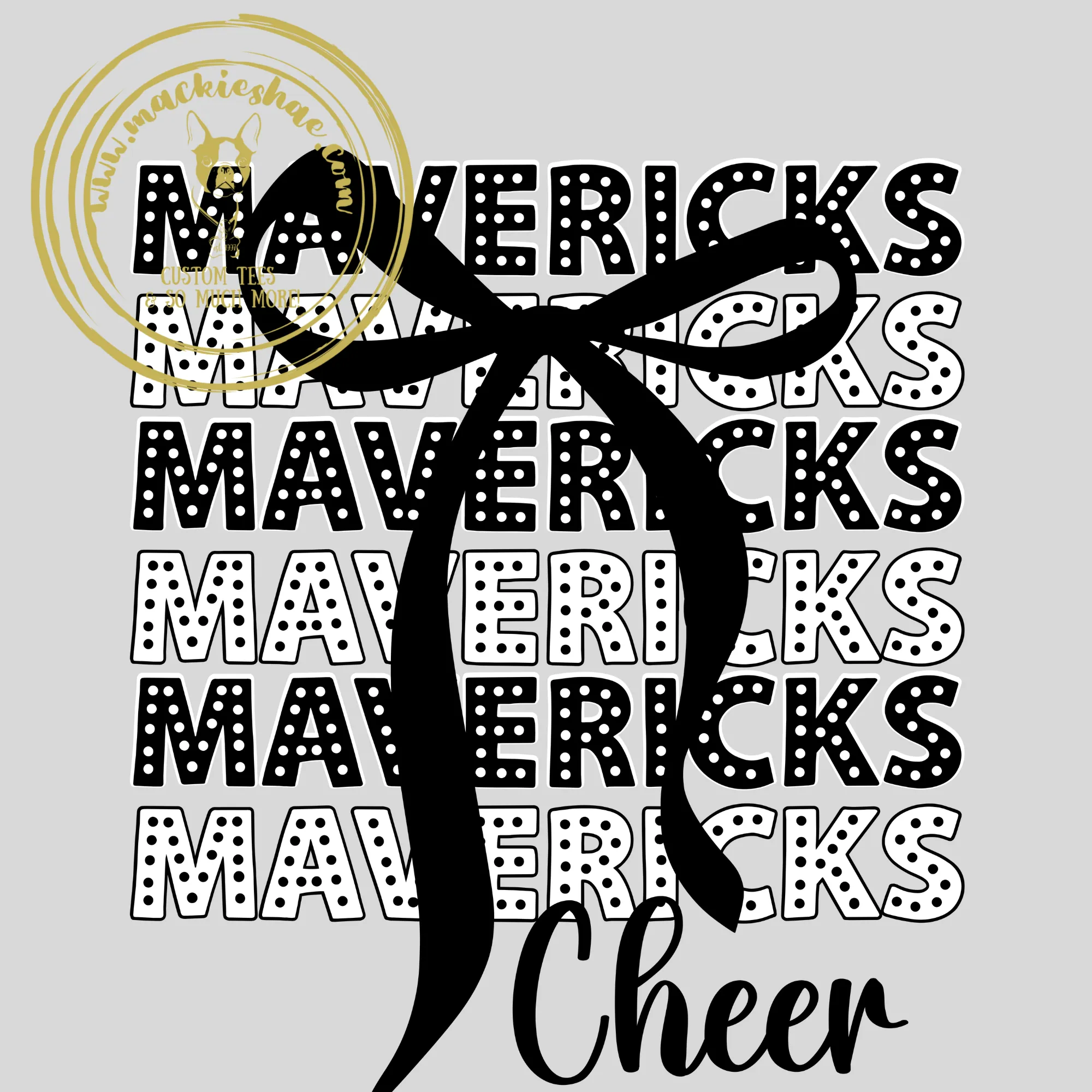 MSHS Cheer-Mavericks Polka Dots with Bow, Front & Back Design Garment Dyed Tee