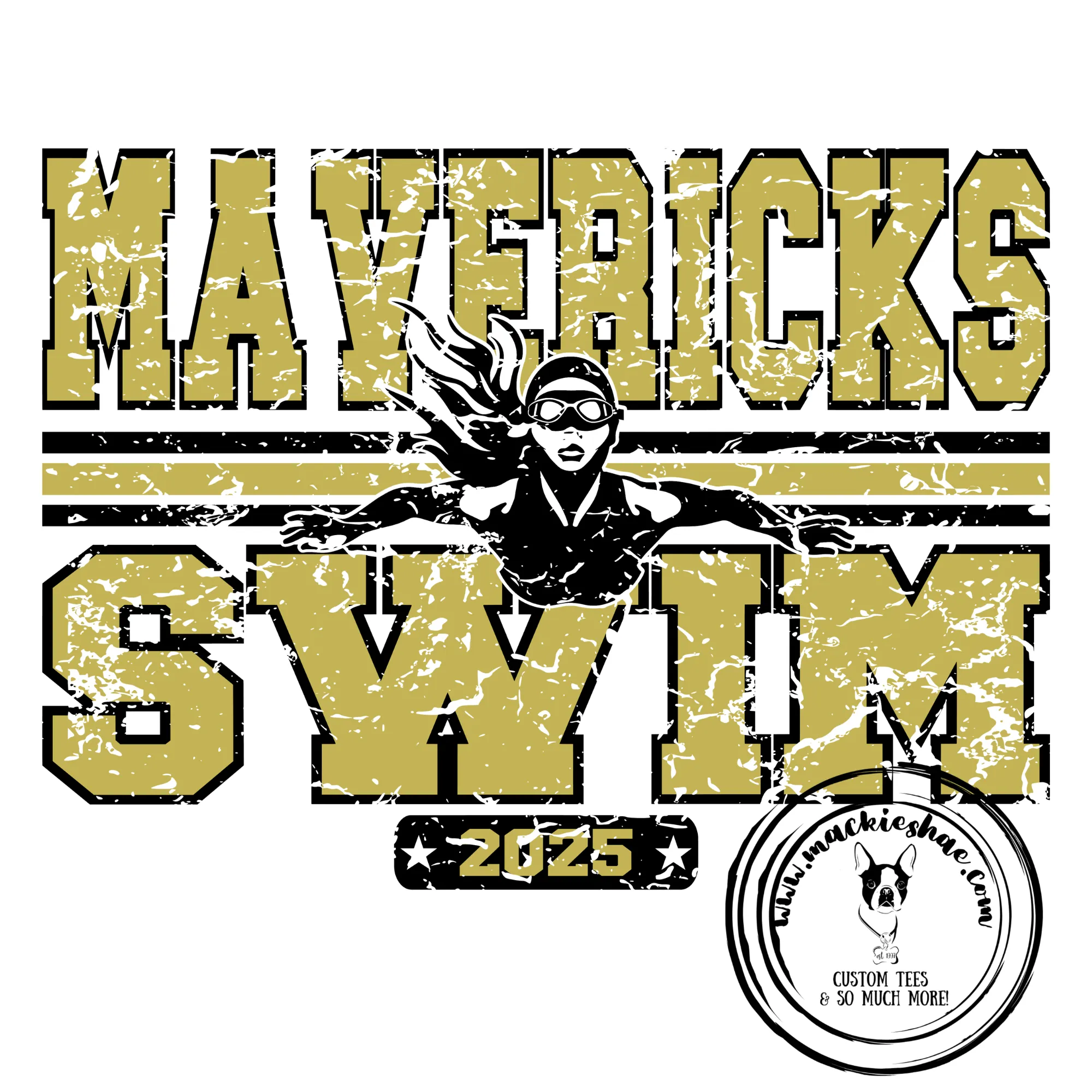 MSHS Swim- Mavericks Swim 2025 Distressed with Swimmer Grey Gear
