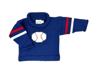 Navy Baseball Roll Neck Sweater