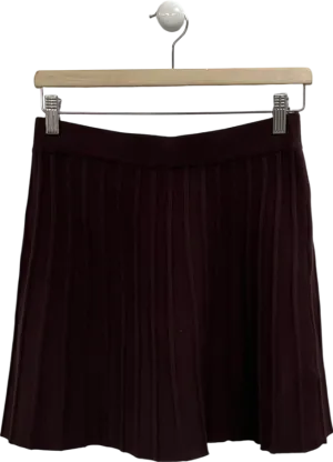 New Look Brown Knitted Pleated Skirt UK S