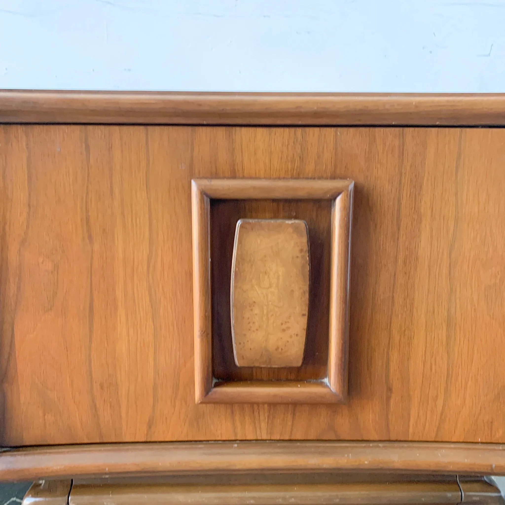 Pair of Mid Century Modern Sculpted Front Nightstands