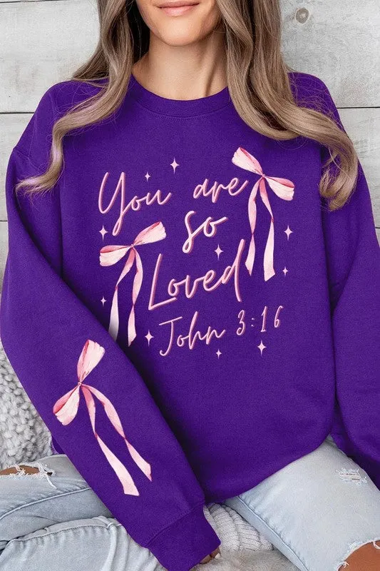 Pink Bow You Are So Loved Graphic Sweatshirt