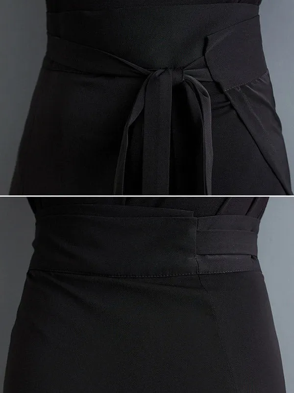 Pleated Printed Split-Joint Tied Waist A-Line High Waisted Skirts