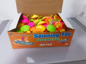 PROLOSO 100 Pcs Light Up Spinning Tops LED Flashing Spinners with Gyroscope Halloween Treats