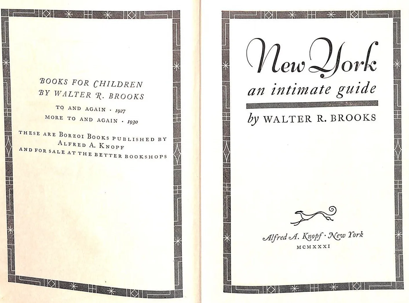 "New York: An Intimate Guide" 1931 BROOKS, Walter R.