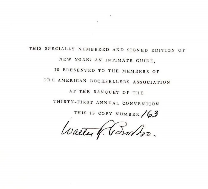 "New York: An Intimate Guide" 1931 BROOKS, Walter R.