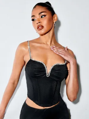 SHEIN BAE Rhinestone Detail Bustier Cami Top