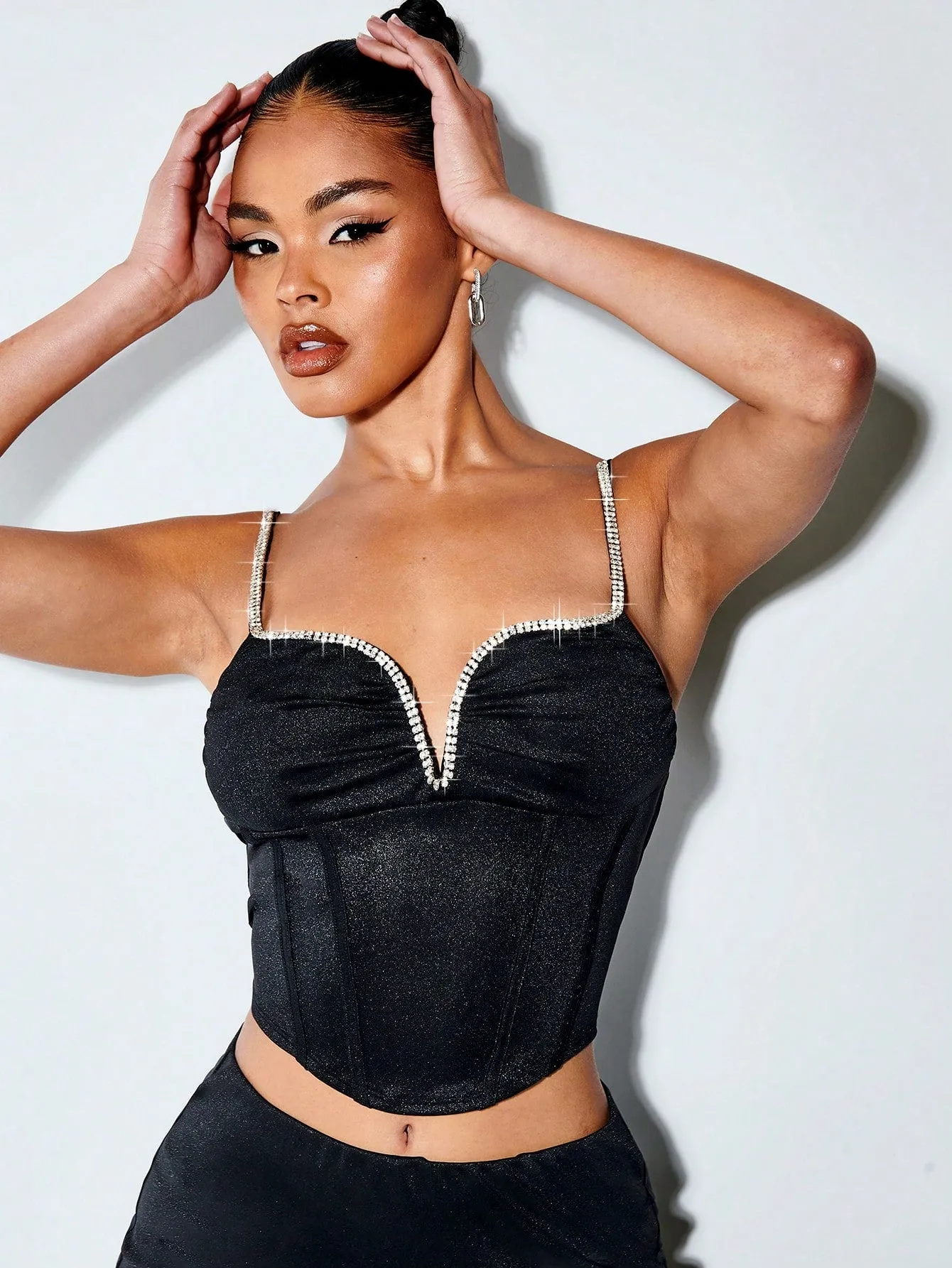 SHEIN BAE Rhinestone Detail Bustier Cami Top