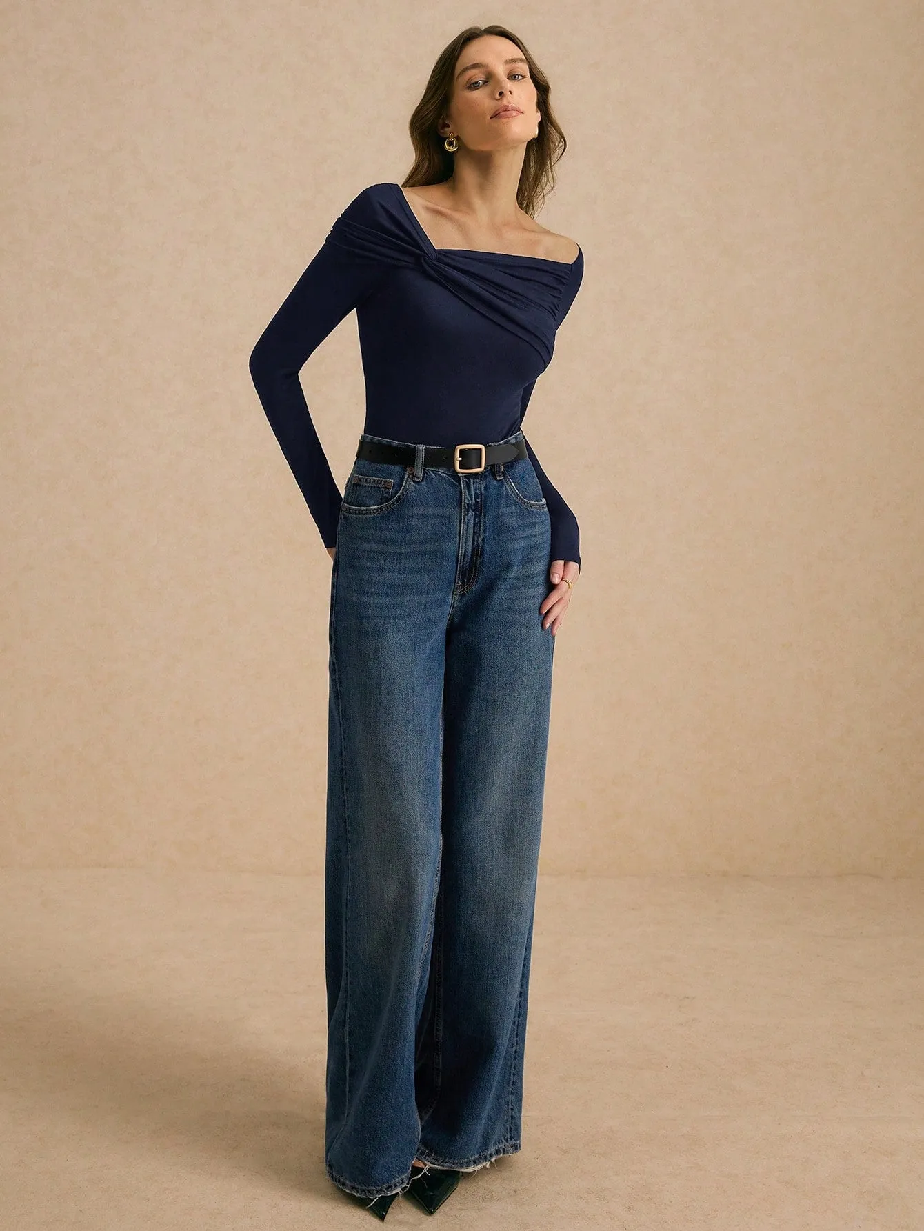 Shein Poéselle Women Plain Long Sleeve Casual T-Shirt