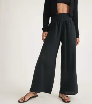 Sophia Double Cloth Palazzo Pant- Faded Black