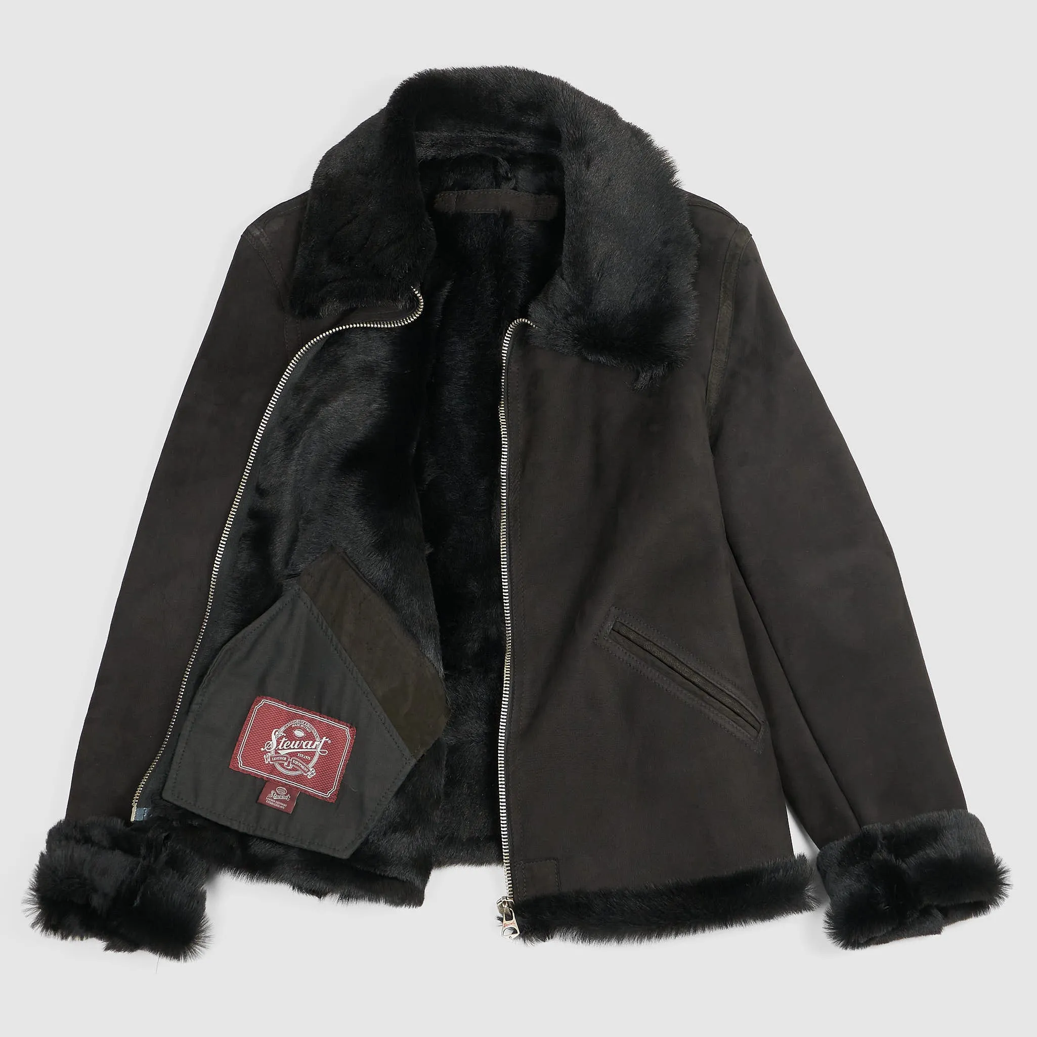 Stewart Ladies B6 Shearling Black Leather Jacket