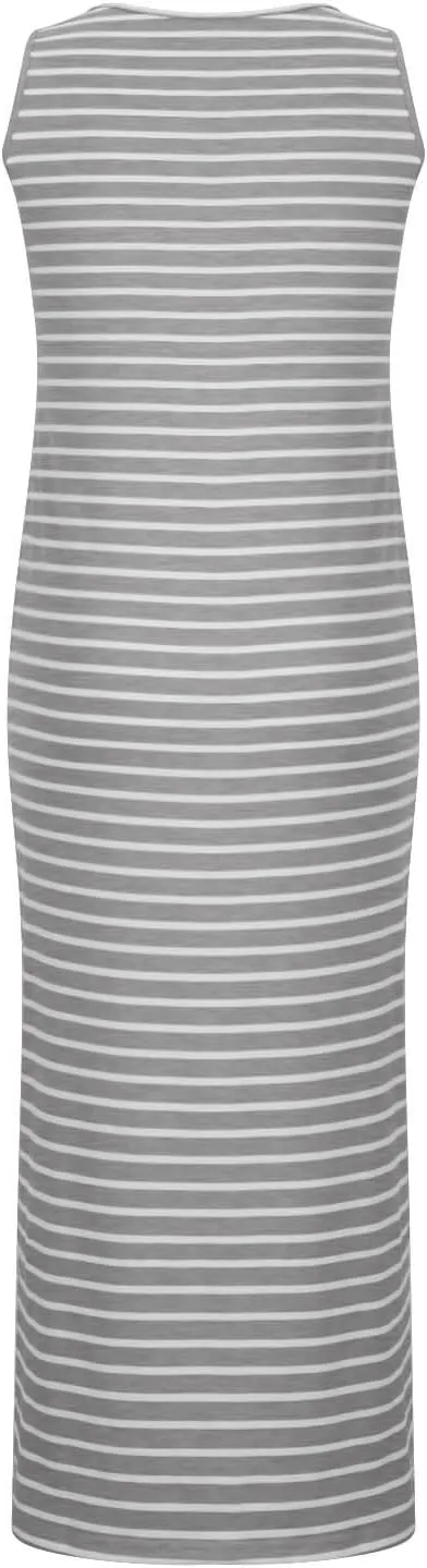 Striped Dress for Women, Summer Dresses 2025 Trendy Casual Button Down Dress, Sleeveless Midi Square Neck Tank Dress