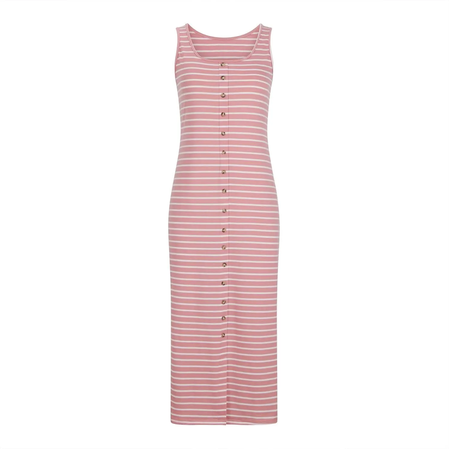 Striped Dress for Women, Summer Dresses 2025 Trendy Casual Button Down Dress, Sleeveless Midi Square Neck Tank Dress