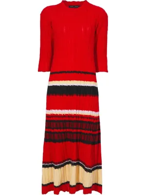 STRIPED FIL COUPE KNIT DRESS 962 RED MUL