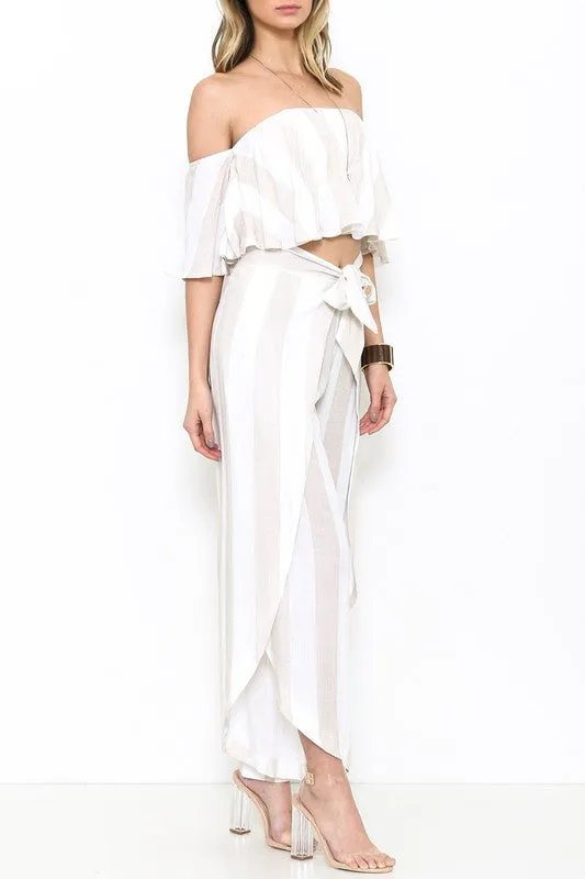 Summer Beige Marine Cut Out Pants