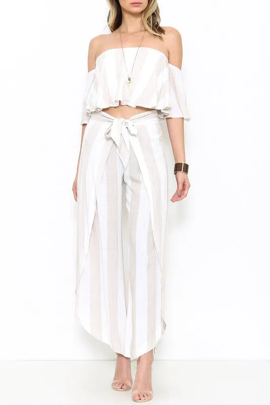 Summer Beige Marine Cut Out Pants