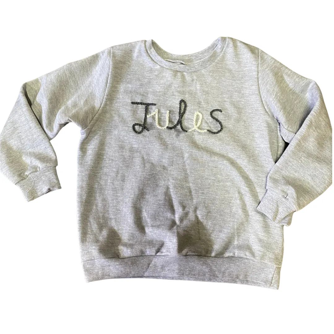 Sweater custom name embroidery Grey Melange